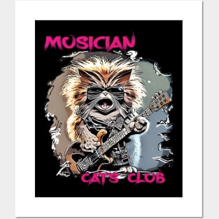 Rock - Metal Style Musician Cat Posters and Art